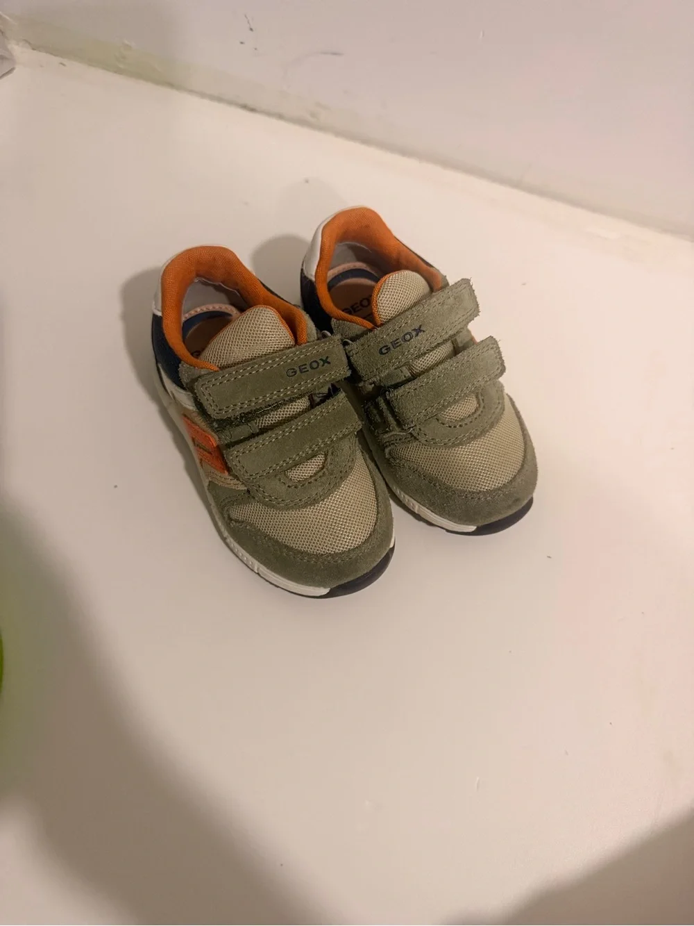 Geox Kids Olive & Orange Hook-and-Loop Sneakers